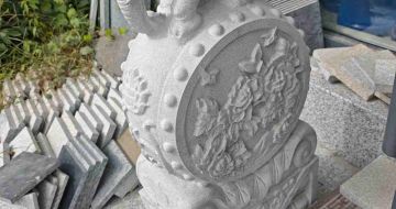 连云港芝麻白抱鼓石 庭院抱鼓石