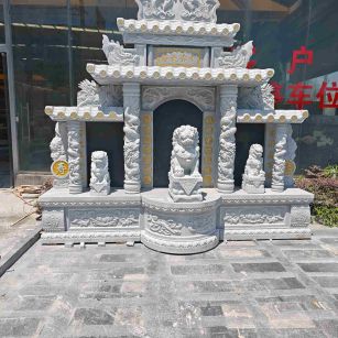 连云港芝麻白中国黑石材套墓 花岗岩墓碑